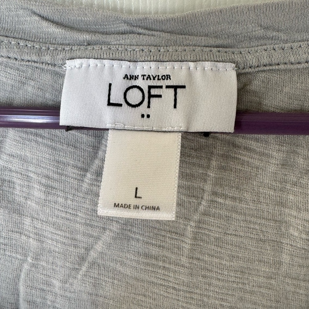 Ann Taylor Loft bluish grey short sleeve shirt - Picture 5 of 7